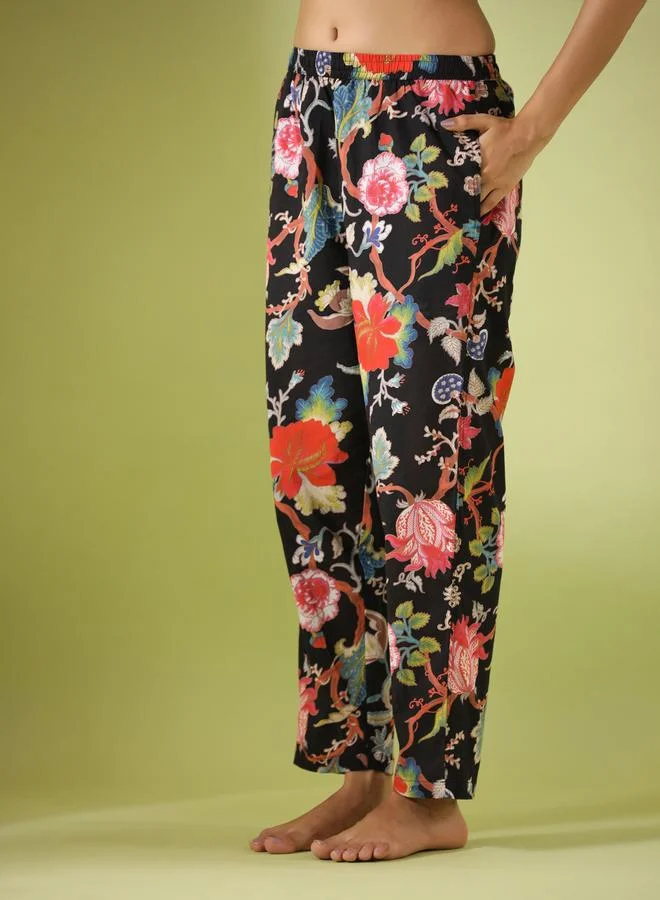 sanskrutihomes Sanskrutihomes Women Floral Printed Pure Cotton Shirt and Pyjama Set
