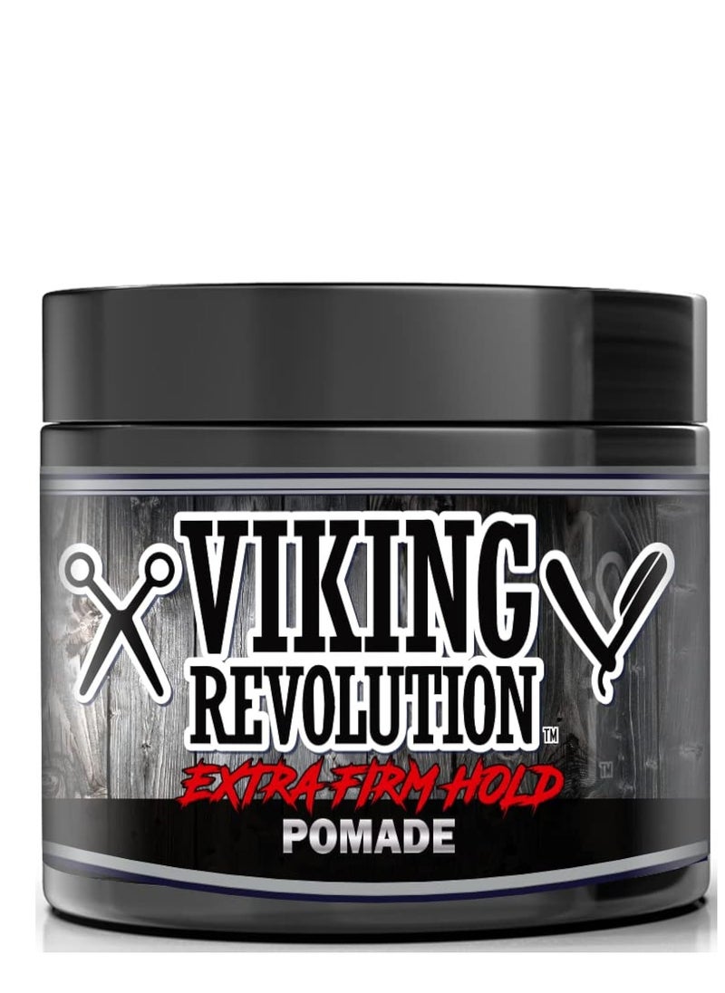 Viking Revolution Viking Revolution Extreme Hold Pomade for Men – Style & Finish Your Hair - Extra Firm,Strong Hold & High Shine for Men’s Styling Support - Water Based Male Grooming Product is Easy to Wash Out, 4oz  - Image 1