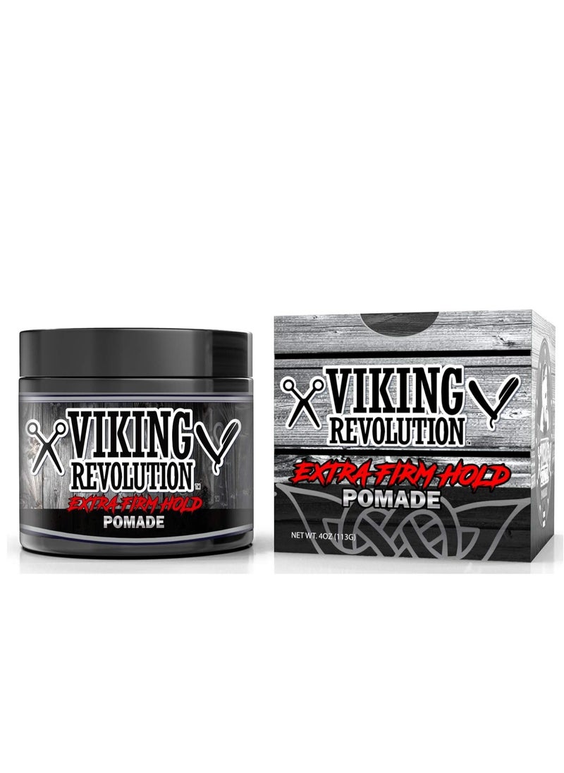 Viking Revolution Viking Revolution Extreme Hold Pomade for Men – Style & Finish Your Hair - Extra Firm,Strong Hold & High Shine for Men’s Styling Support - Water Based Male Grooming Product is Easy to Wash Out, 4oz  - Image 2