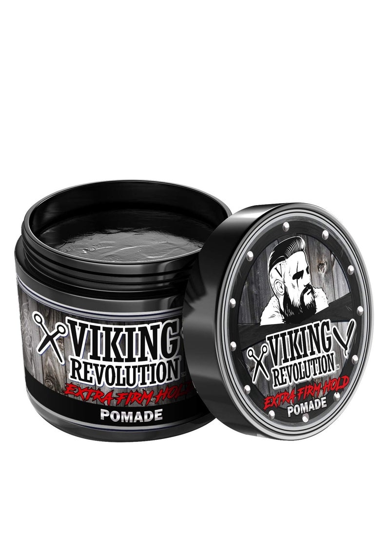 Viking Revolution Viking Revolution Extreme Hold Pomade for Men – Style & Finish Your Hair - Extra Firm,Strong Hold & High Shine for Men’s Styling Support - Water Based Male Grooming Product is Easy to Wash Out, 4oz  - Image 4