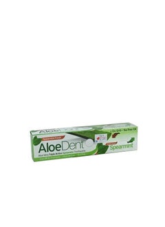 AloeDent Aloe Vera Triple Action Spearmint Toothpaste plus Co Q10 Tea Tree Oil Cool Minty Freshness Fluoride Free Cavity Teeth Protection 100ml 