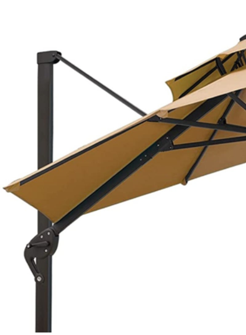 Swin Furniture Swin 3.3m Double Top Medium Roman Umbrella with Detachable Pole Khaki, 250G Yarn Dyed Fabric - Image 2