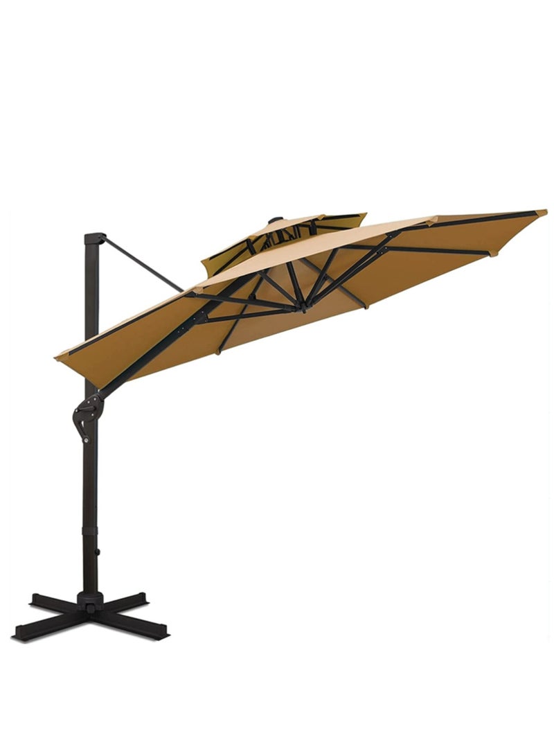 Swin Furniture Swin 3.3m Double Top Medium Roman Umbrella with Detachable Pole Khaki, 250G Yarn Dyed Fabric - Image 1
