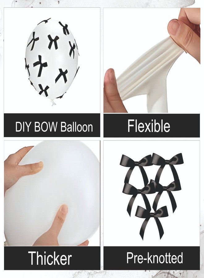 YOURS DECOR مجموعة يورز ديكور من 56 بالونًا أبيض وأسود مع فيونكة سوداء لتزيين حفلات أعياد الميلاد، والحفلات ذات الطابع الخاص، وديكور المنزل - Image 3