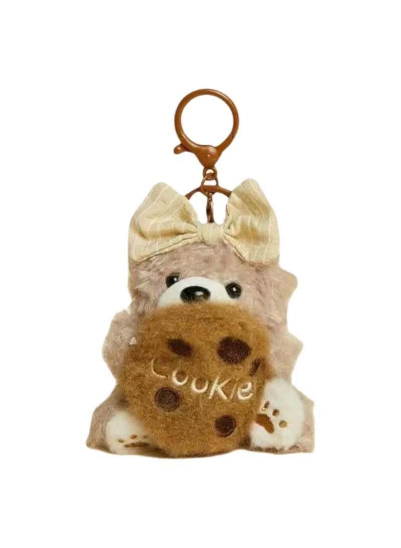 Bear Keychain, Plush Bear Gift, Cute Keychain, Bear Lover Gift, Backpack Accessories, Bag Ornaments (Baked Bear Cookies) - Image 1