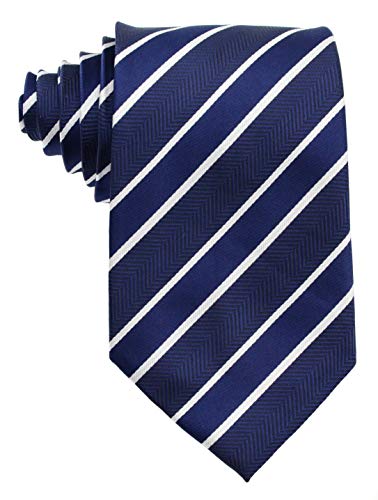 Geotae Zerun New Classic Men's Striped Silk Tie Necktie (Striped Blue/White) - Image 2