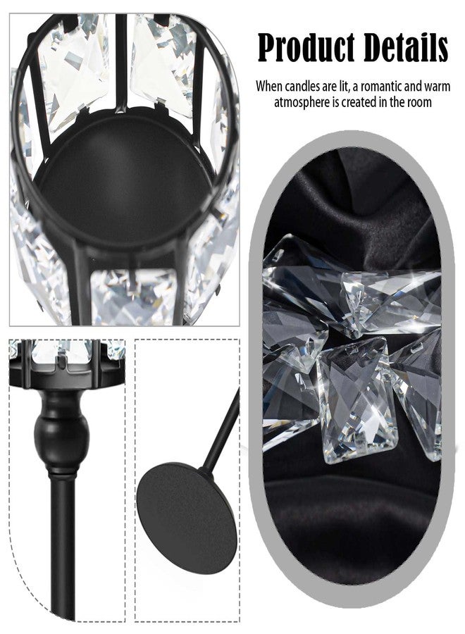 kehail Set of 3 Cup Crystal Tealight Candle Holders, Centerpieces for Table Wedding Centerpieces Crystal Decorative Tealight Candle Dining Table Candle Holder Decor for Party (8.7"+10.6"+12.2", Black) - Image 2