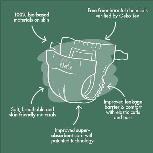 Naty Eco by Naty Baby Diapers - Plant-Based Eco-Friendly Diapers, Great for Baby Sensitive Skin and Helps Prevent Leaking (Size 5, 80 Count) - Image 2