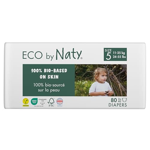 Naty Eco by Naty Baby Diapers - Plant-Based Eco-Friendly Diapers, Great for Baby Sensitive Skin and Helps Prevent Leaking (Size 5, 80 Count) - Image 1