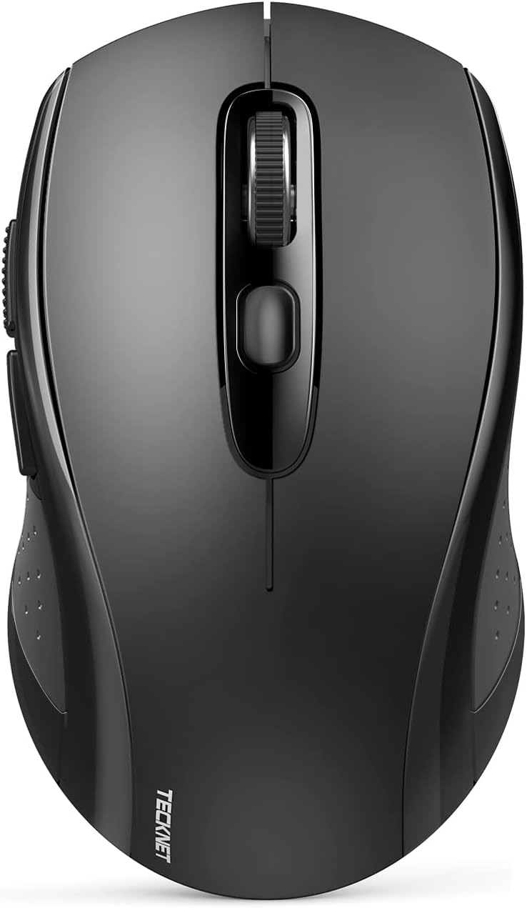 TECKNET Bluetooth Mouse, 4000DPI Wireless Mice for Laptop 2-in-1(BT 5.0/3.0+2.4Ghz) Computer Portable PC Mouse Wireless with USB Receiver for Mac (USB-A+Bluetooth), Dark Black - Image 1