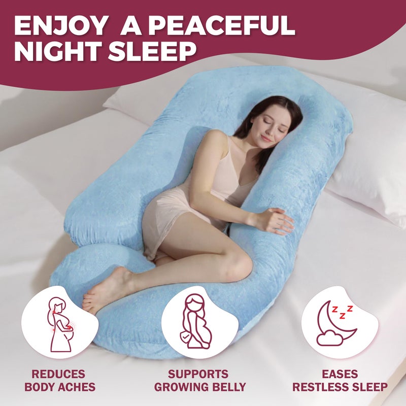 PILLANI Pregnancy Pillows for Sleeping - V C U Shaped 57inch Full Body Pillow with Removable Washable Cover, Cooling Maternity Pillow for Pregnant Women, Support for Back Belly Legs Hip - Image 2