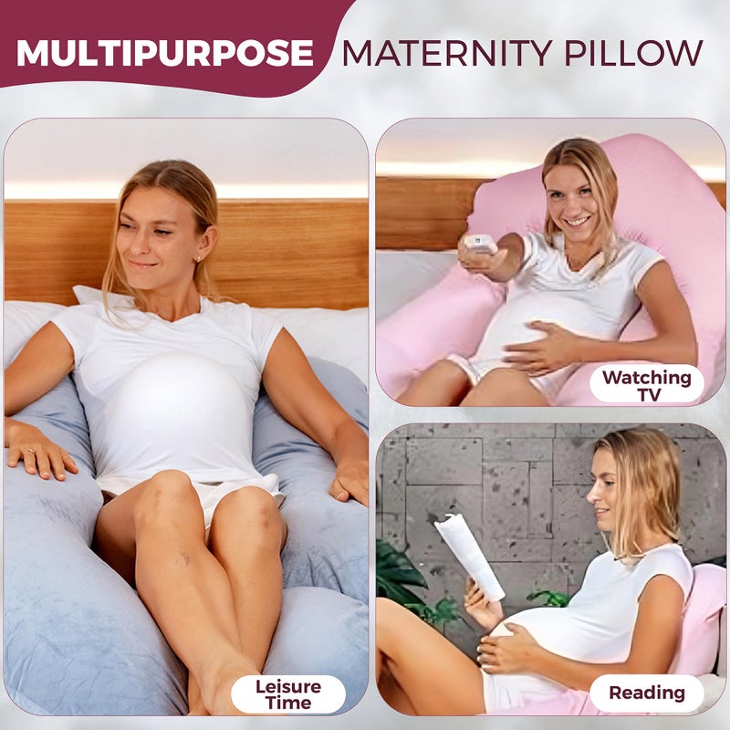 PILLANI Pregnancy Pillows for Sleeping - V C U Shaped 57inch Full Body Pillow with Removable Washable Cover, Cooling Maternity Pillow for Pregnant Women, Support for Back Belly Legs Hip - Image 4