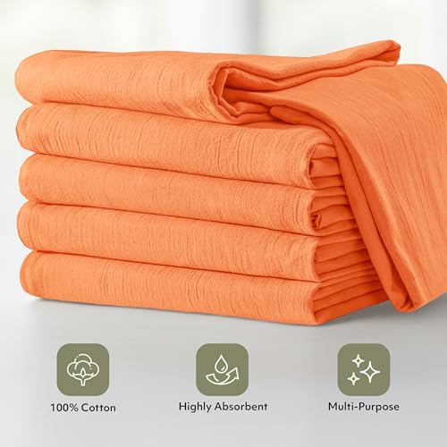 Utopia Kitchen Orange Flour Sack Towels [12 Pack - 28 x 28 Inch] 100% Cotton Tea Towels for Cleaning & Drying - Highly Absorbent Kitchen Dish Cloth - Image 4