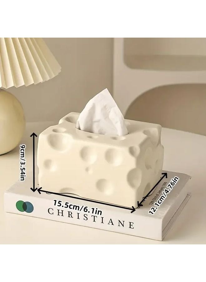 Yellow Cheese Shaped Tissue Box Holder Playful Design Plastic For Living Room Decor - Image 4