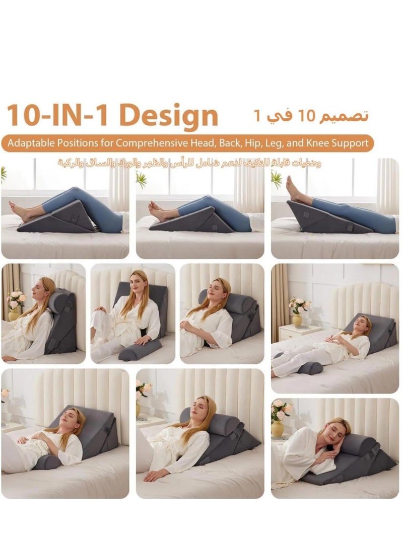 نيوب مجموعة وسائد إسفينية، وسادة إسفينية قابلة للتعديل لتخفيف آلام الظهر، وحموضة المعدة والشخير، وسادة دعم الظهر من الإسفنج المرن للنوم، والحمل والرعاية بعد الجراحة - Image 2