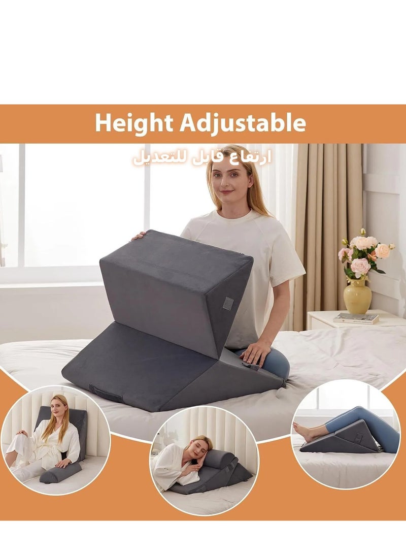 نيوب مجموعة وسائد إسفينية، وسادة إسفينية قابلة للتعديل لتخفيف آلام الظهر، وحموضة المعدة والشخير، وسادة دعم الظهر من الإسفنج المرن للنوم، والحمل والرعاية بعد الجراحة - Image 3