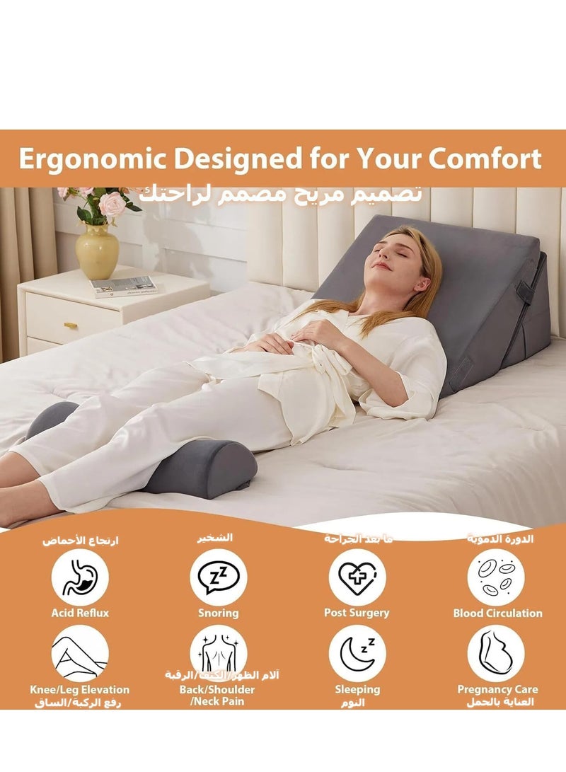 نيوب مجموعة وسائد إسفينية، وسادة إسفينية قابلة للتعديل لتخفيف آلام الظهر، وحموضة المعدة والشخير، وسادة دعم الظهر من الإسفنج المرن للنوم، والحمل والرعاية بعد الجراحة - Image 5