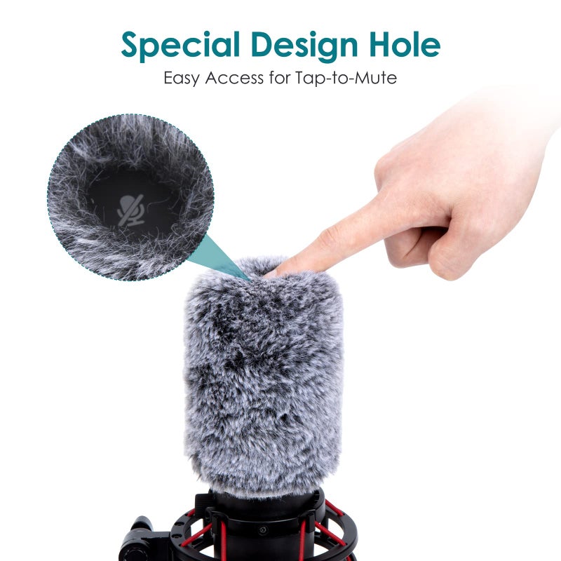 YOUSHARES QuadCast Microphone Windscreen, Furry Wind Cover Microphone Wind Shield Compatible with HyperX QuadCast Mic and HyperX QuadCast S microfono for Filter Ambient and Breathing Winds - Image 4