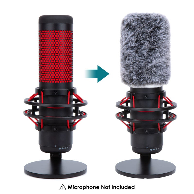 YOUSHARES QuadCast Microphone Windscreen, Furry Wind Cover Microphone Wind Shield Compatible with HyperX QuadCast Mic and HyperX QuadCast S microfono for Filter Ambient and Breathing Winds - Image 2