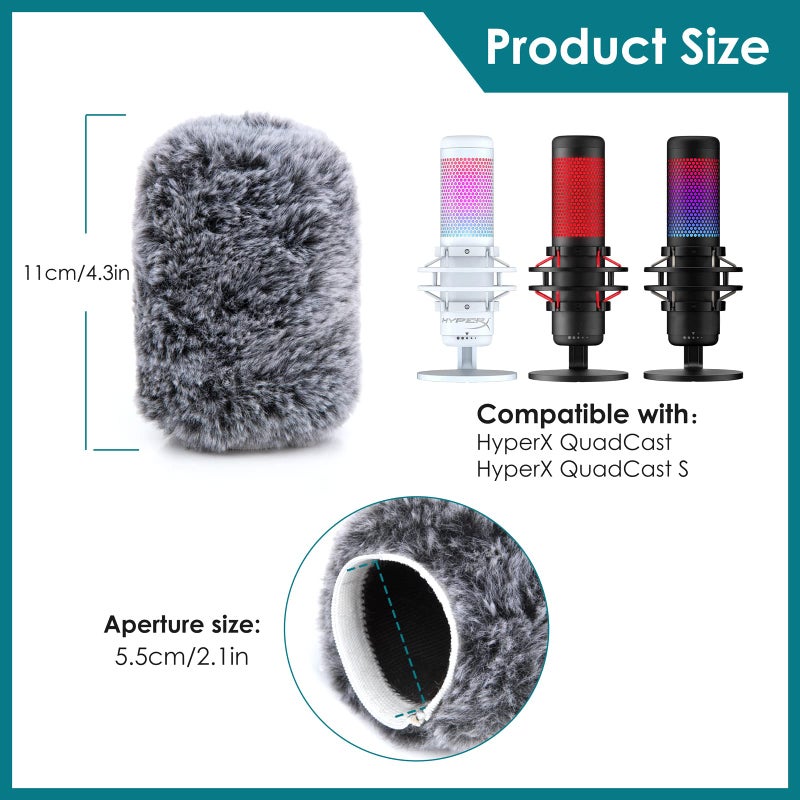 YOUSHARES QuadCast Microphone Windscreen, Furry Wind Cover Microphone Wind Shield Compatible with HyperX QuadCast Mic and HyperX QuadCast S microfono for Filter Ambient and Breathing Winds - Image 5