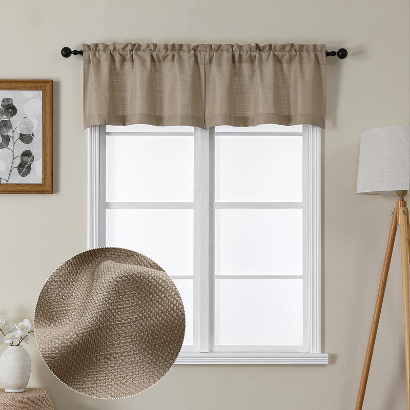 Lecloud Bessie 2 لوحات الإبلات الإبل WINDOND FAUX LINEN CAFE الستائر القصيرة الستار المحكم في الحمام الطابق السفلي للمغسلة (كل 30 واط × 14 لتر 2 لوحات مجموعة الإبل) - Image 1