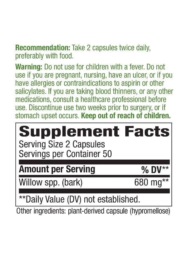 Nature's Way Willow Bark, 680mg - 100 Vegan Capsules Packaging May Vary - Image 4