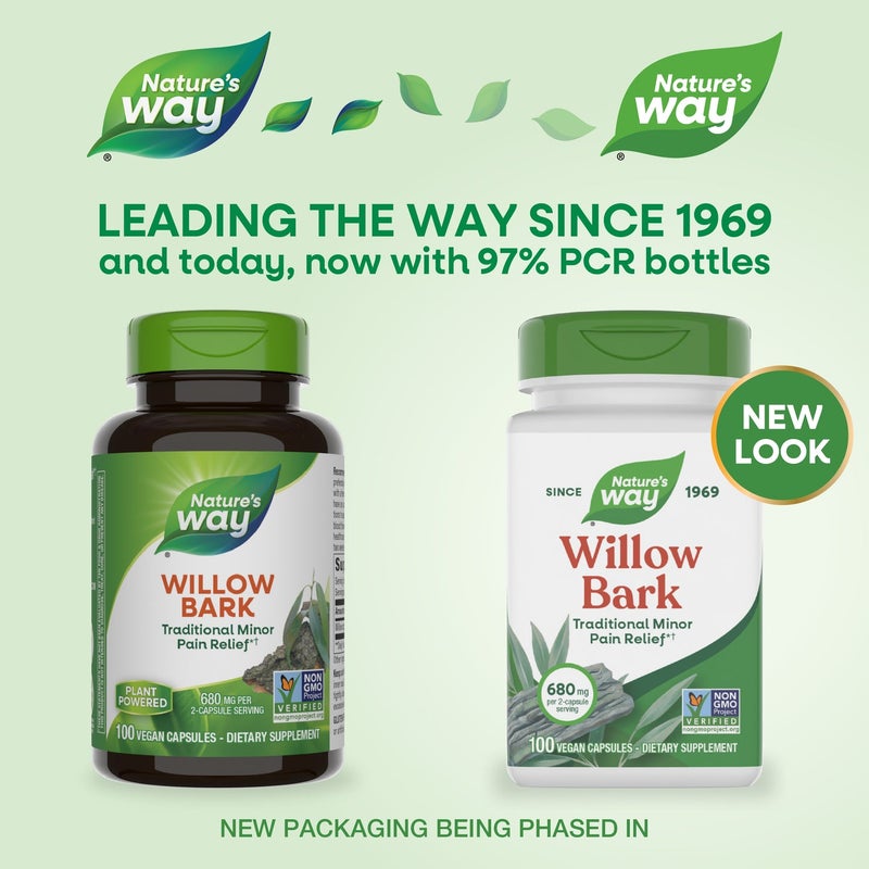 Nature's Way Willow Bark, 680mg - 100 Vegan Capsules Packaging May Vary - Image 3