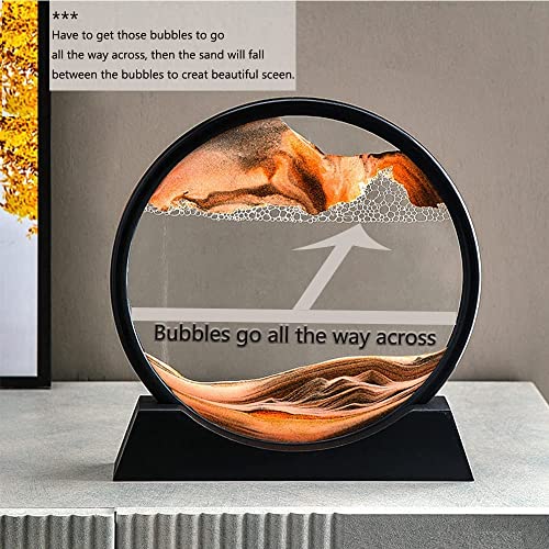 MOROVIK 3D Dynamic Sand Art Liquid Motion,Moving Sand Art Picture Round Glass 3D Deep Sea Sandscape in Motion Display Flowing Sand Frame Relaxing Desktop Home Office Work Decor (7 in Multi) (Multi) - Image 4