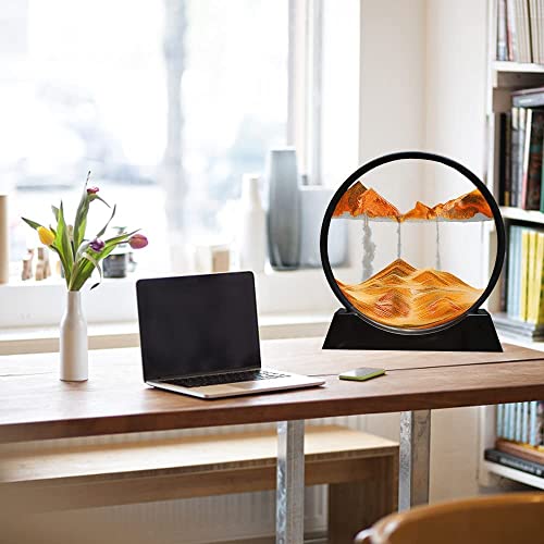 MOROVIK 3D Dynamic Sand Art Liquid Motion,Moving Sand Art Picture Round Glass 3D Deep Sea Sandscape in Motion Display Flowing Sand Frame Relaxing Desktop Home Office Work Decor (7 in Multi) (Multi) - Image 2