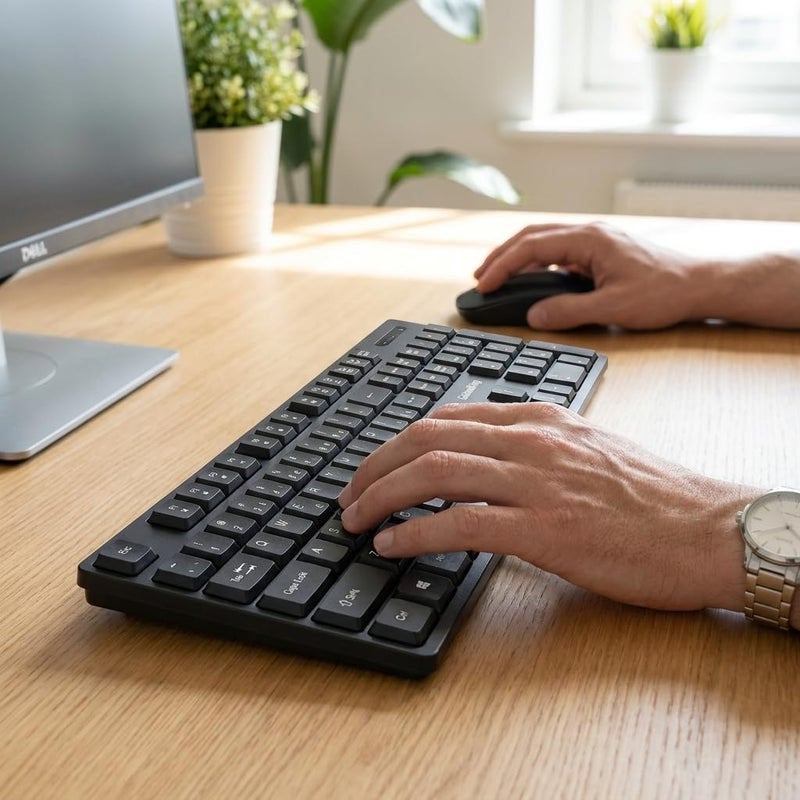 GK100 Wireless Keyboard and Mouse Combo Set in Black Slim Ergonomic Design for Office and Home Use - Image 2