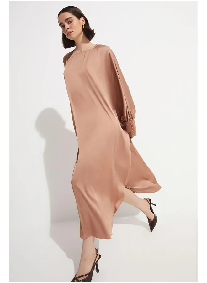 JUNE June Cape Sleeve Loose Fit Dress Mink