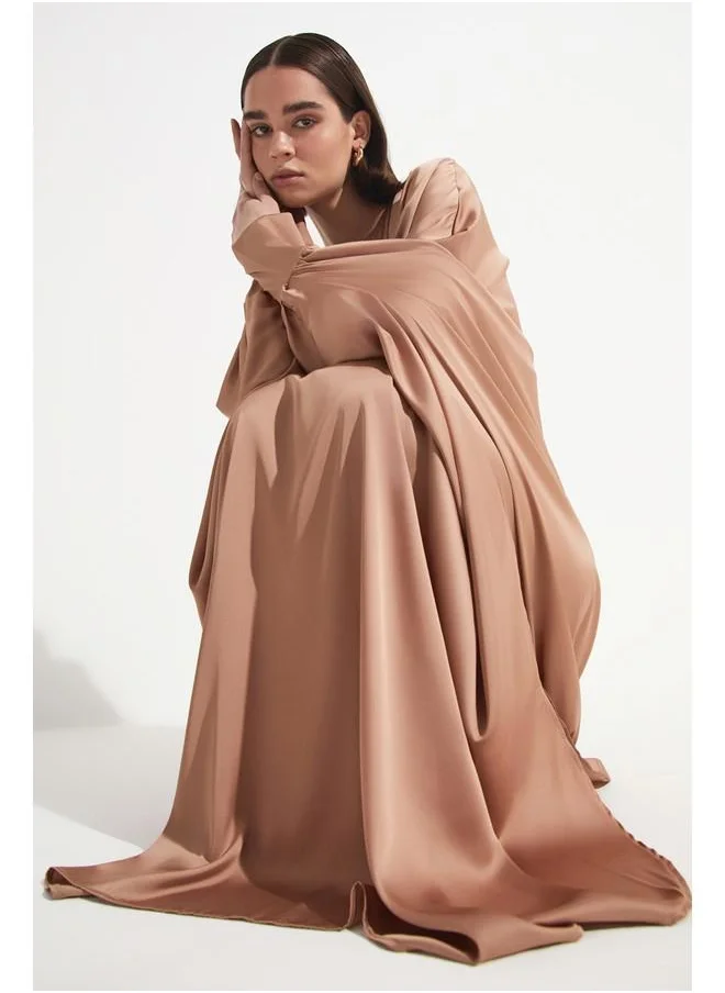 JUNE June Cape Sleeve Loose Fit Dress Mink