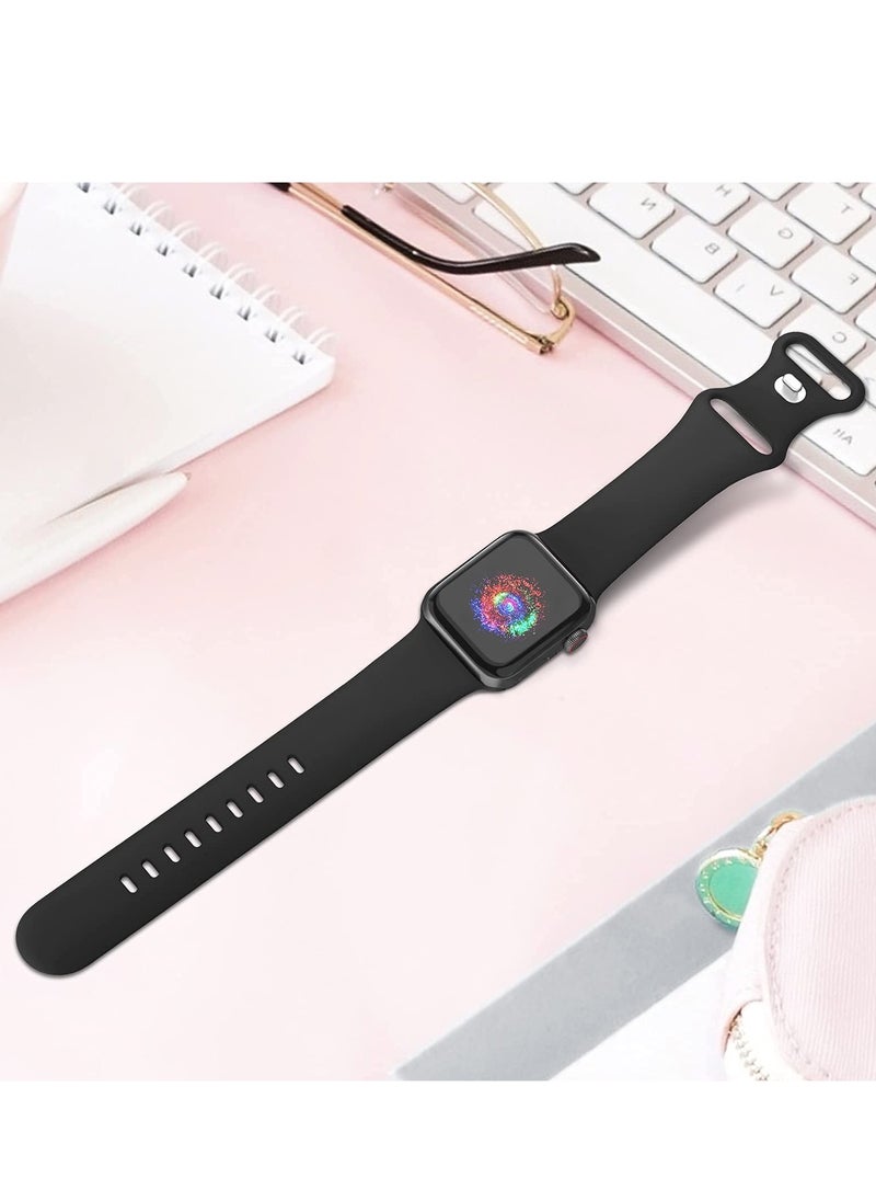 Generic Compatible with Apple watch Band 38mm 40mm 41mm 42mmfor Women Men, Soft Silicone Wristband Strap Bands for iWatch Series 10 9 8 7 6 5 4 3 2 1 SE 2/1 Black  - Image 2