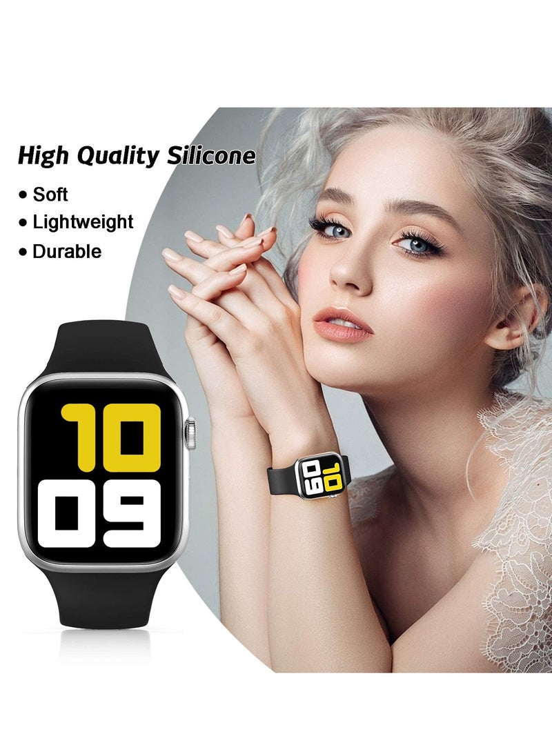 Generic Compatible with Apple watch Band 38mm 40mm 41mm 42mmfor Women Men, Soft Silicone Wristband Strap Bands for iWatch Series 10 9 8 7 6 5 4 3 2 1 SE 2/1 Black  - Image 3
