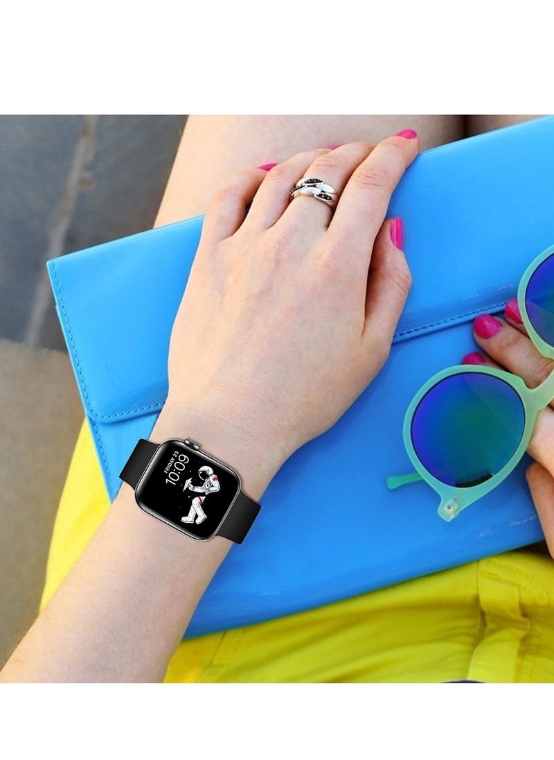 Generic Compatible with Apple watch Band 38mm 40mm 41mm 42mmfor Women Men, Soft Silicone Wristband Strap Bands for iWatch Series 10 9 8 7 6 5 4 3 2 1 SE 2/1 Black  - Image 4