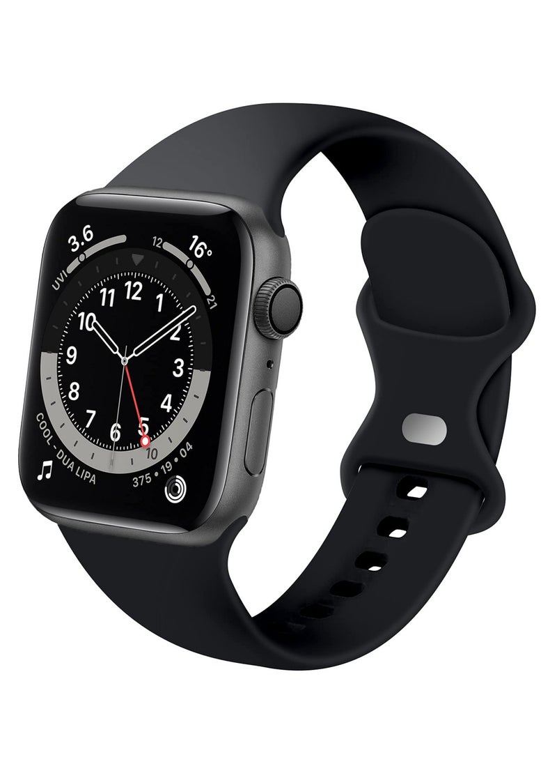 Generic Compatible with Apple watch Band 38mm 40mm 41mm 42mmfor Women Men, Soft Silicone Wristband Strap Bands for iWatch Series 10 9 8 7 6 5 4 3 2 1 SE 2/1 Black  - Image 1