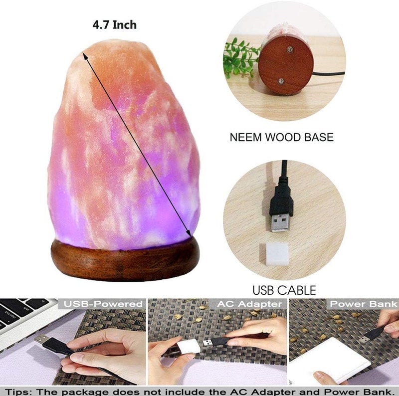 MINGRI Himalayan Salt Lamp Night Light Rock 16 Colors Changing Updated,USB Remote Control Natural Rock Lamp Dimmable Crystal Pink Salt Table Lamps for Office,Home Deco,Yoga,Holiday Gift - Image 5