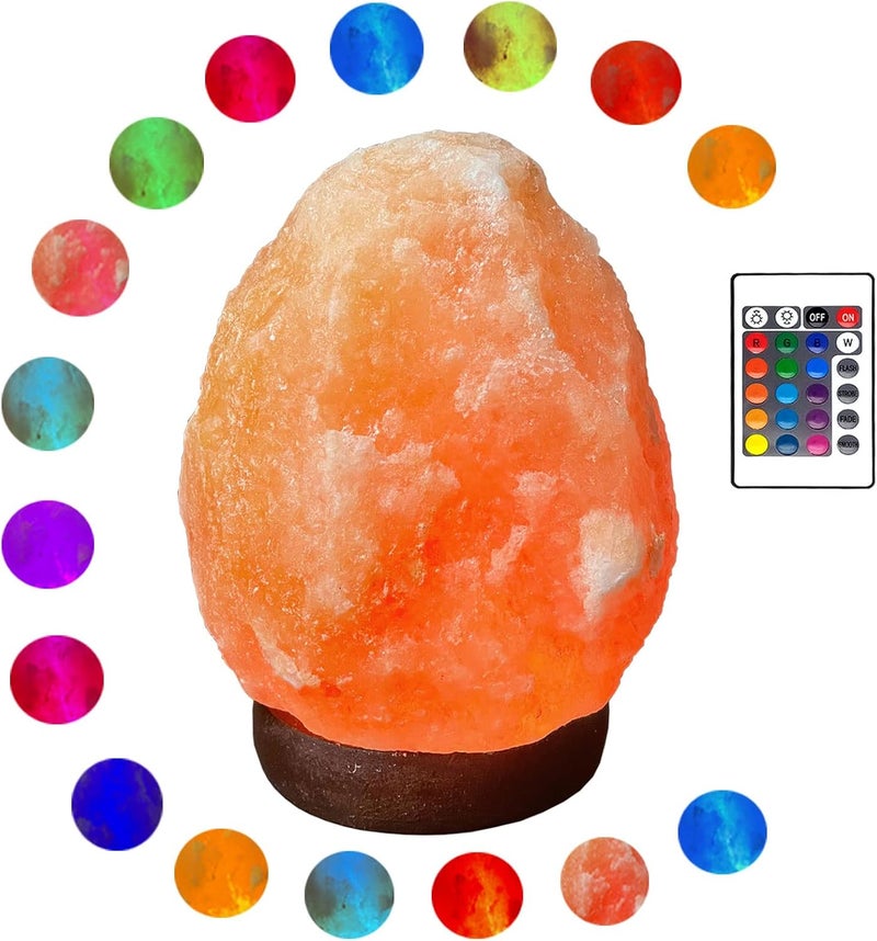 MINGRI Himalayan Salt Lamp Night Light Rock 16 Colors Changing Updated,USB Remote Control Natural Rock Lamp Dimmable Crystal Pink Salt Table Lamps for Office,Home Deco,Yoga,Holiday Gift - Image 1