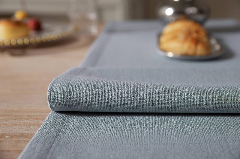 ZeeMart Burlap Style Farmhouse Table Runners 48 Inches Long, Dusty Blue Rustic Woven Dining Table Runner for Everyday Use, 14x48 Inches, Light Dusty Blue - Image 5