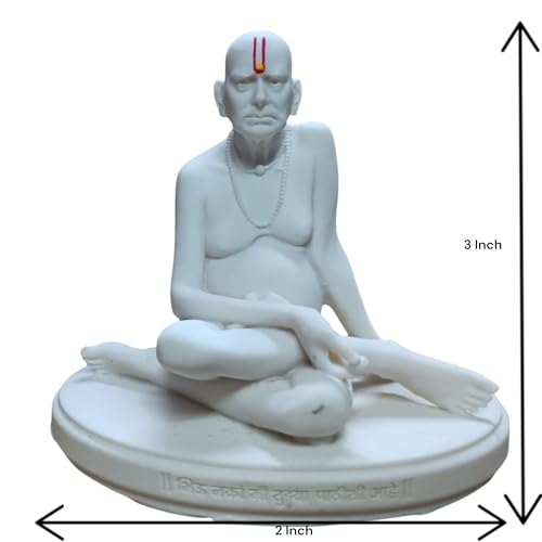 KariGhar Marble Swami Samarth Idol Perfect for Car Dashboard and Housewarming White 3 Inch - Image 2