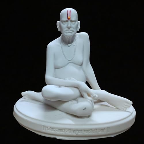 KariGhar Marble Swami Samarth Idol Perfect for Car Dashboard and Housewarming White 3 Inch - Image 3