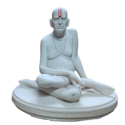 KariGhar Marble Swami Samarth Idol Perfect for Car Dashboard and Housewarming White 3 Inch - Image 4