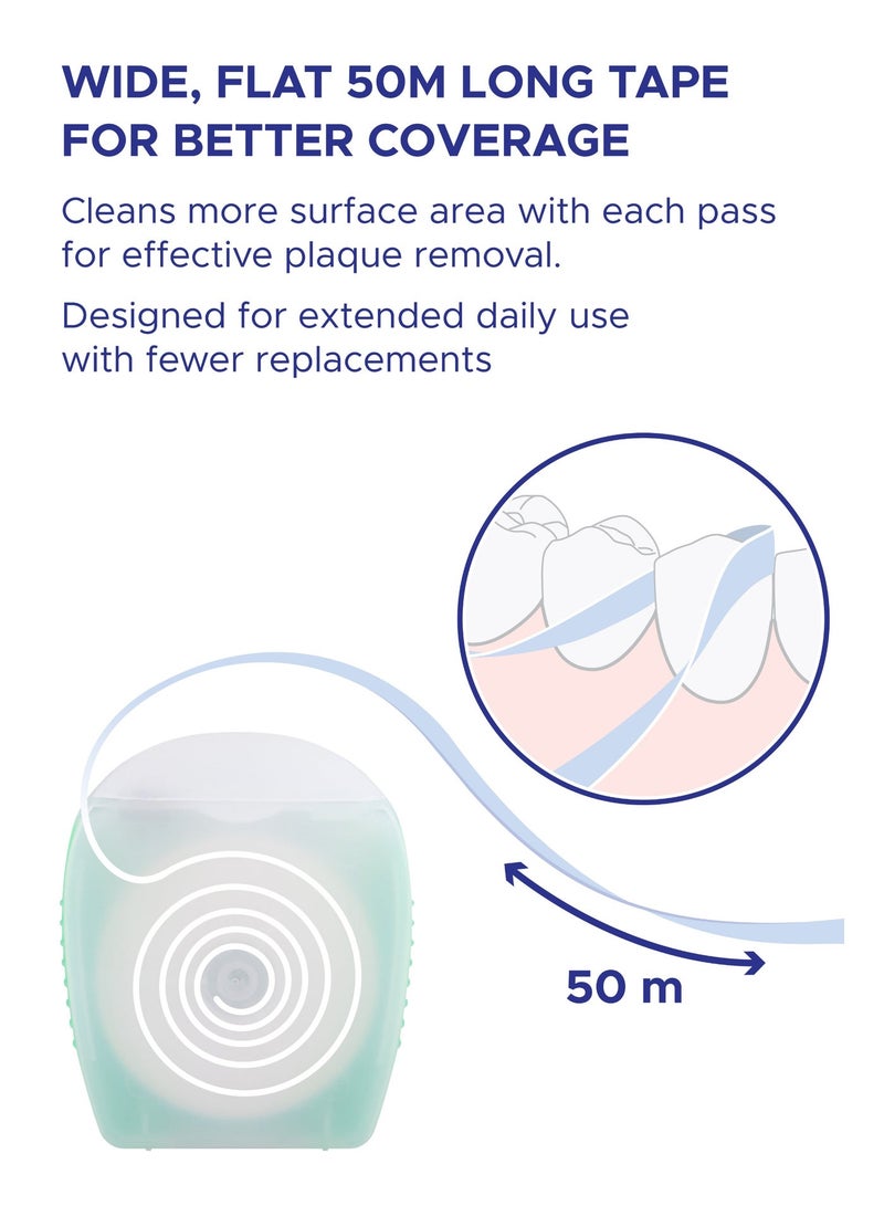 PESITRO PTFE Dental Tape – Wide, Flat Mint-Coated PTFE Floss Tape for Easy Glide and Gentle Cleaning, 50 m - Image 5