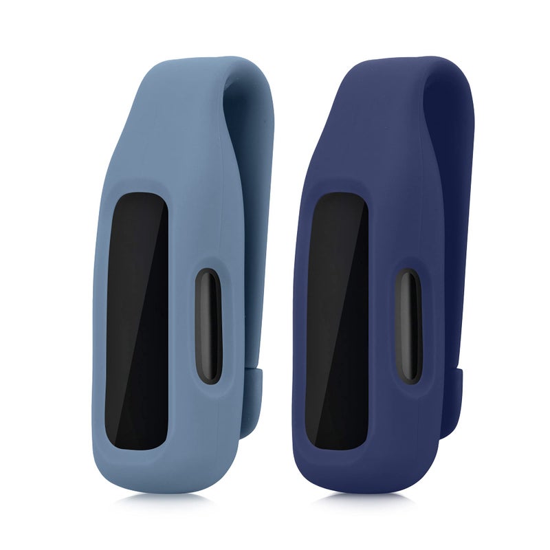 kwmobile 2X Clip Holders Compatible with Fitbit Inspire 3 / Inspire 2 / Ace 3 - Clip-On Holder Replacement Set - Dark Slate/Dark Blue - Image 5