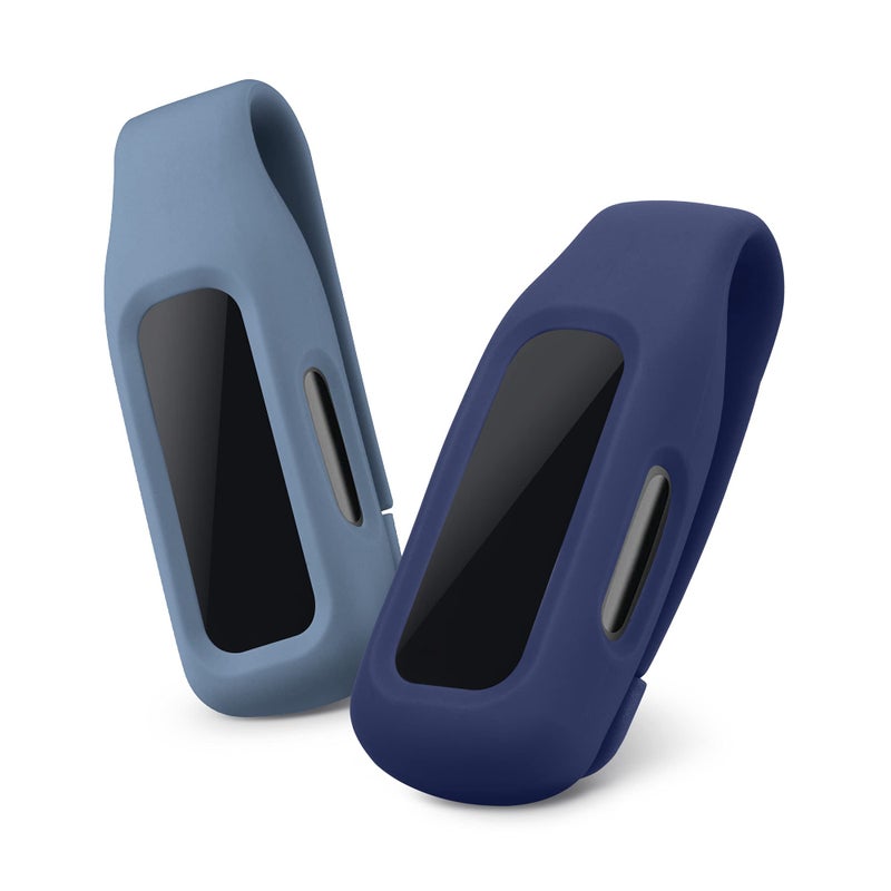 kwmobile 2X Clip Holders Compatible with Fitbit Inspire 3 / Inspire 2 / Ace 3 - Clip-On Holder Replacement Set - Dark Slate/Dark Blue - Image 1