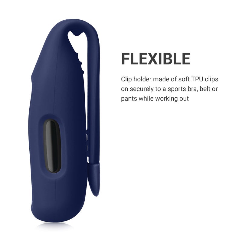 kwmobile 2X Clip Holders Compatible with Fitbit Inspire 3 / Inspire 2 / Ace 3 - Clip-On Holder Replacement Set - Dark Slate/Dark Blue - Image 3
