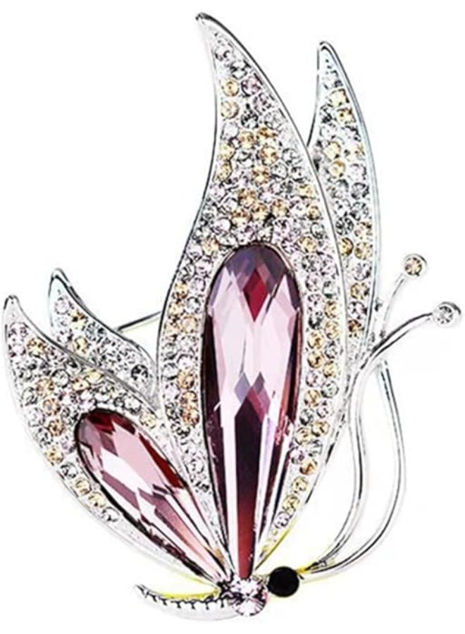 Goolsky Vintage Rhinestone Crystal Inlaid Butterfly Brooch Women Girls Party Elegant Insect Enamel Pins(Purple)  - Image 1