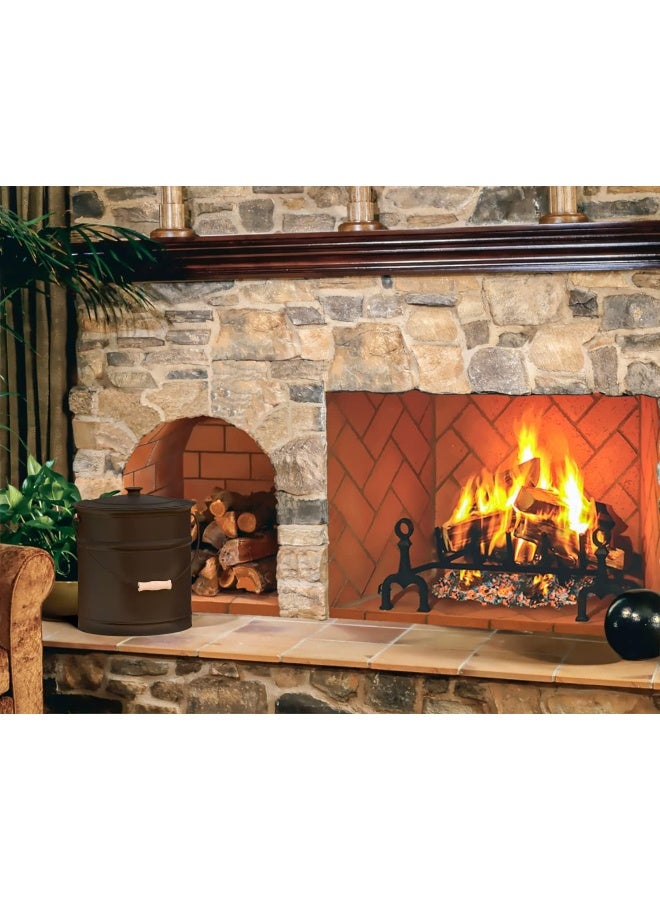 Plow & Hearth Plow  Hearth 3 Gallon Black Large Ash Bucket with Lid and Wood Handle  28 Gauge Galvanized Iron Metal  Double Bottom  Tool for Fireplaces Fire Pits Wood Burning Stoves Black  - Image 4