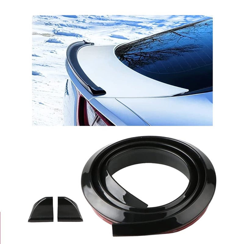 Banseko Car Trunk Spoiler, Rear Spoiler Lip Kit, 3D PU, Carbon Fiber Pattern, Black, Peel & Stick, Universal Fit