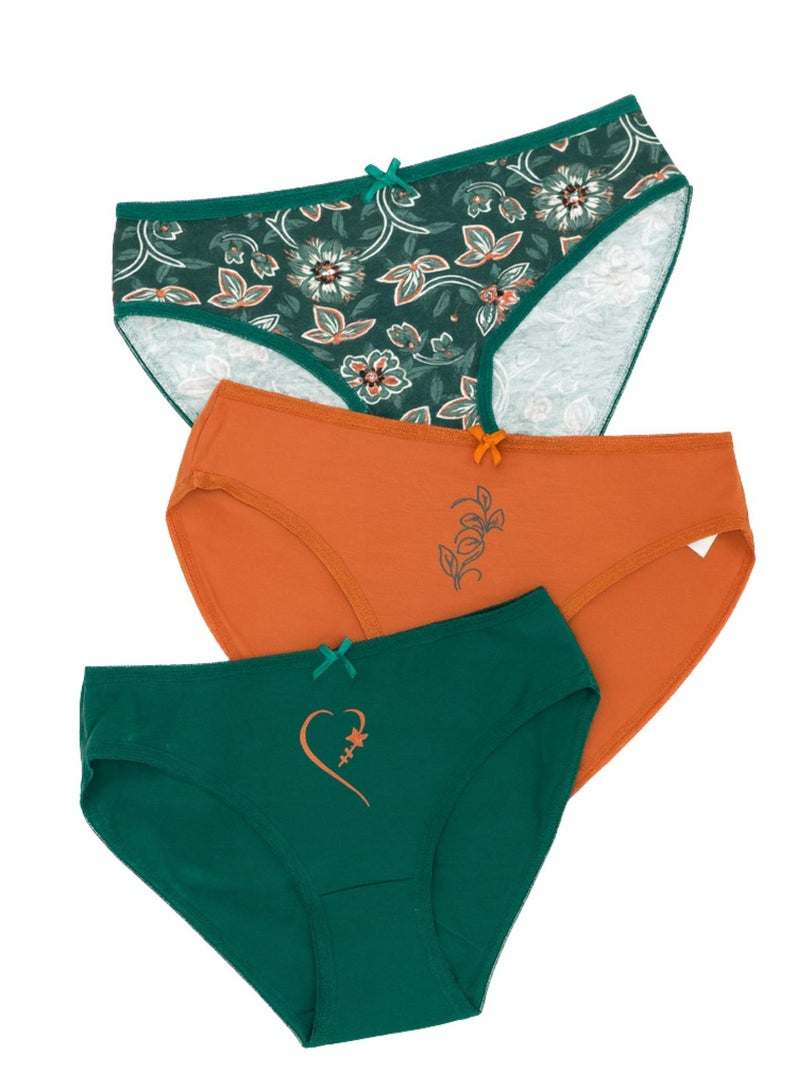 Vanilla Pack of 3 Women's Colorful Printed Bikini Cotton Panties By VNL - Image 2